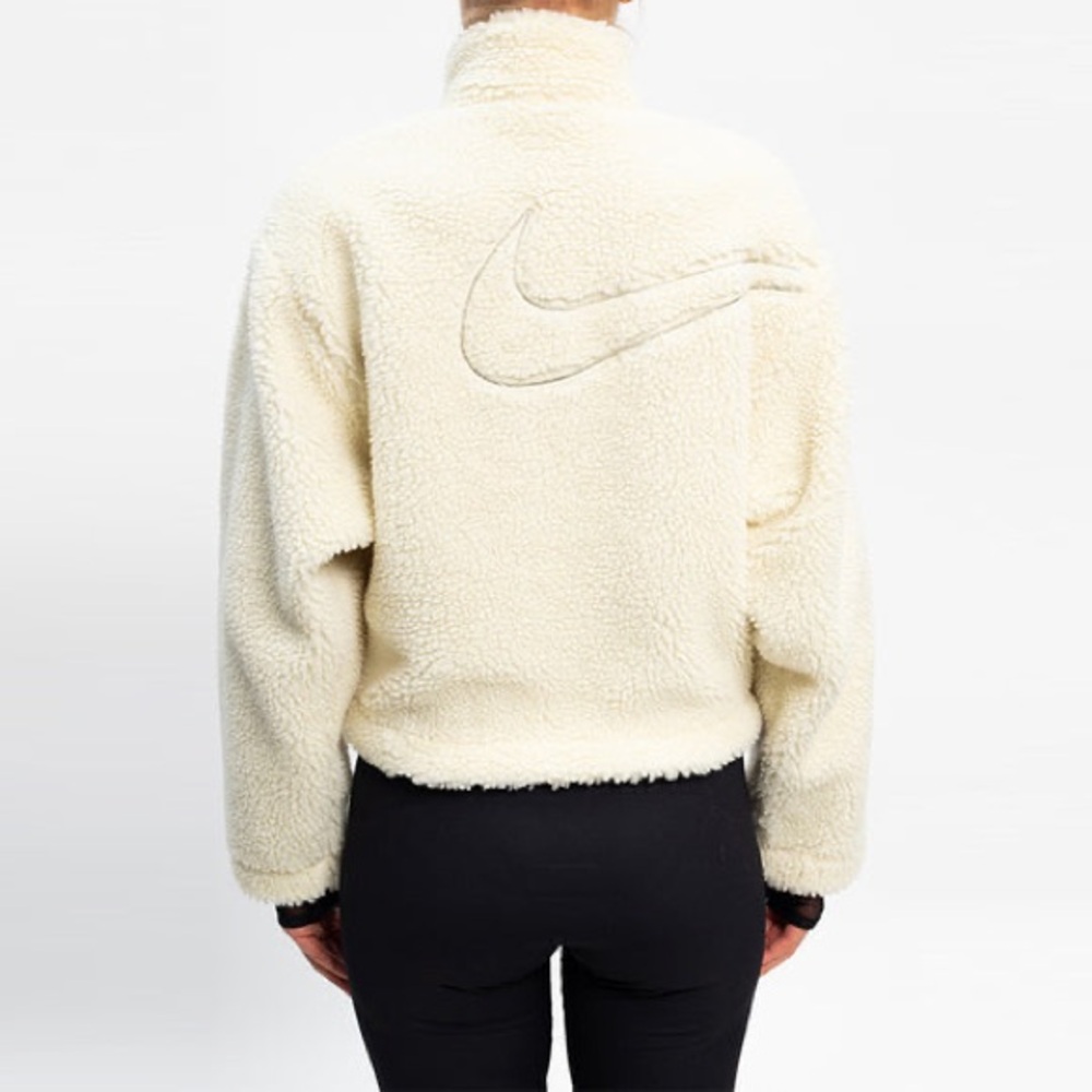 Nike Women’s Logo Fleece White Cropped Jacket Size Small - Picture 5 of 6